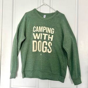 Camping With Dogs sweatshirt in olive green size XL